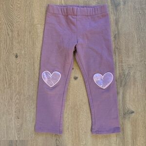 H&M 3T Purple Toddler Girls Leggings with Hearts ❤️